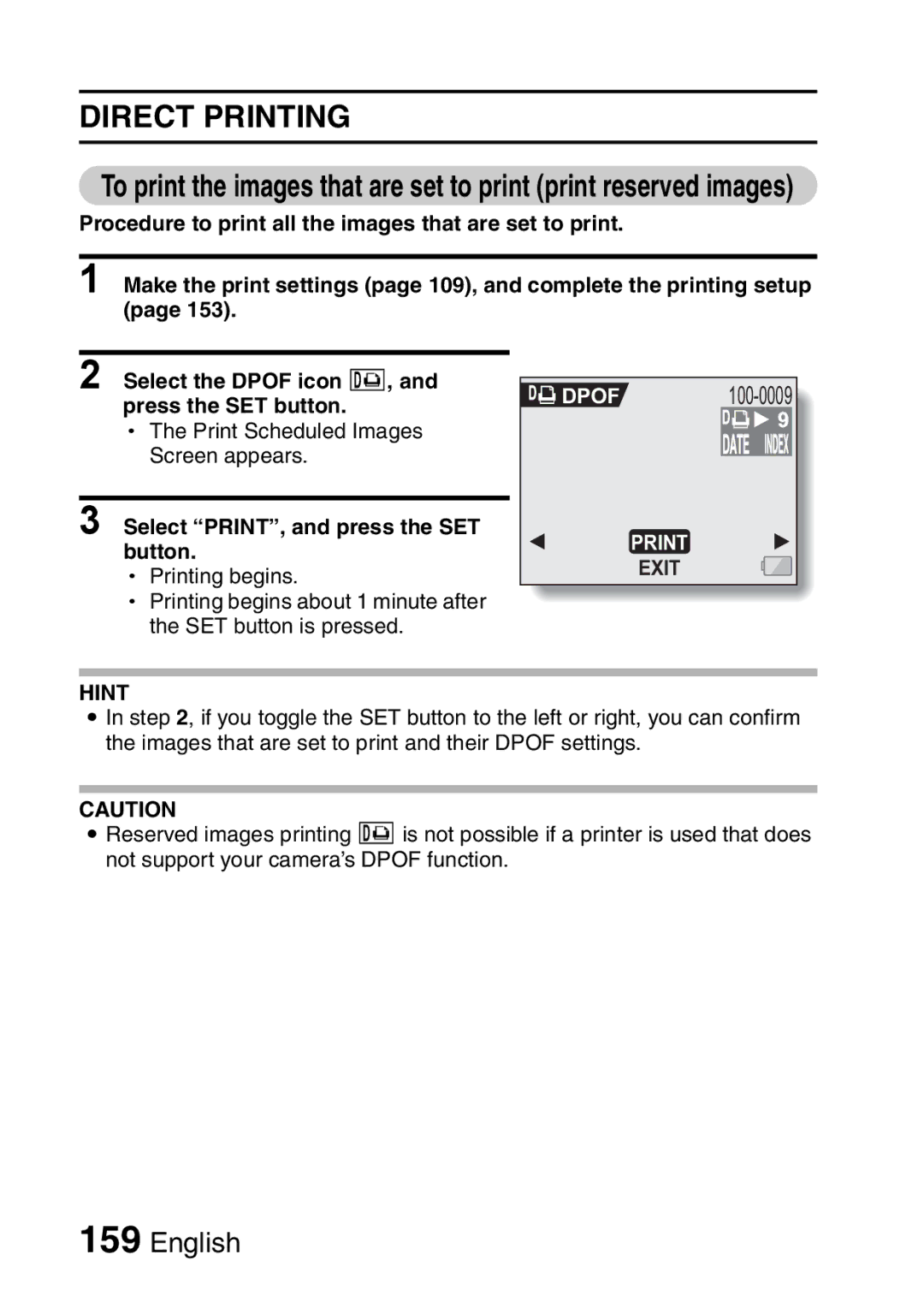 Sanyo VPC-HD1EX instruction manual Dpof 