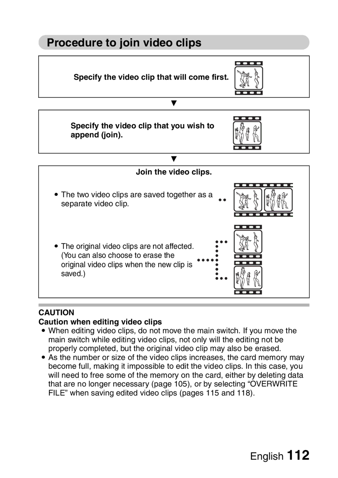 Sanyo VPC-HD2EX, VPC-H2GX instruction manual Procedure to join video clips 