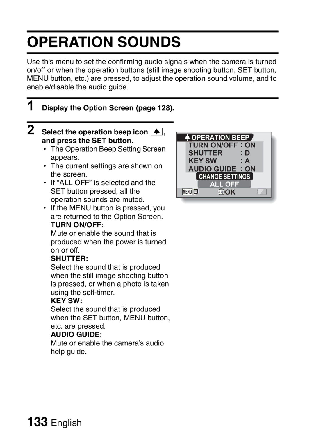 Sanyo VPC-HD2EX, VPC-H2GX instruction manual Operation Sounds, Shutter 