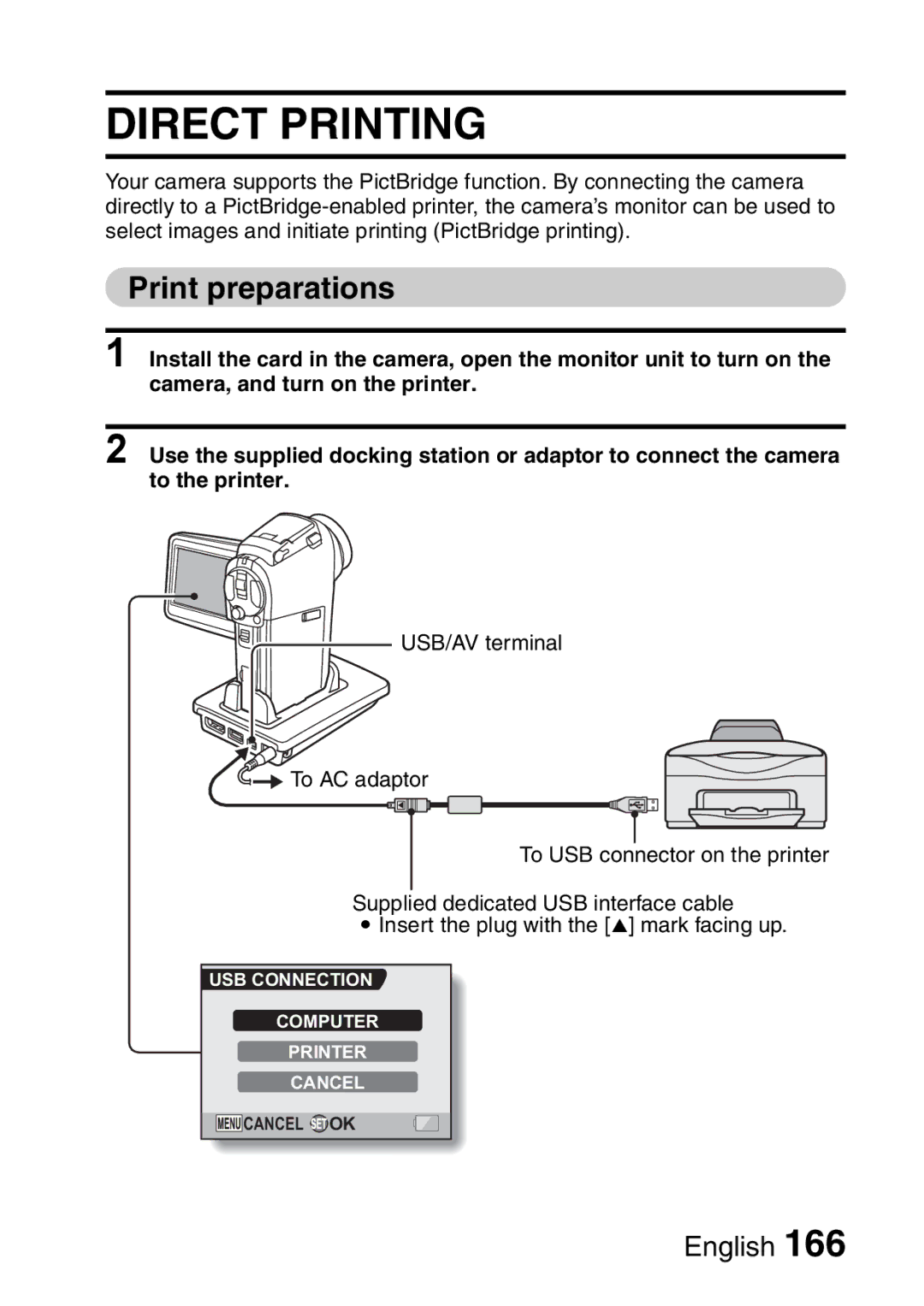 Sanyo VPC-HD2EX, VPC-H2GX instruction manual Direct Printing, Print preparations 