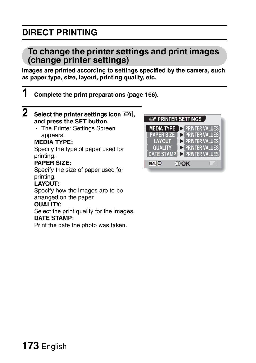 Sanyo VPC-HD2EX, VPC-H2GX instruction manual Printer Settings 