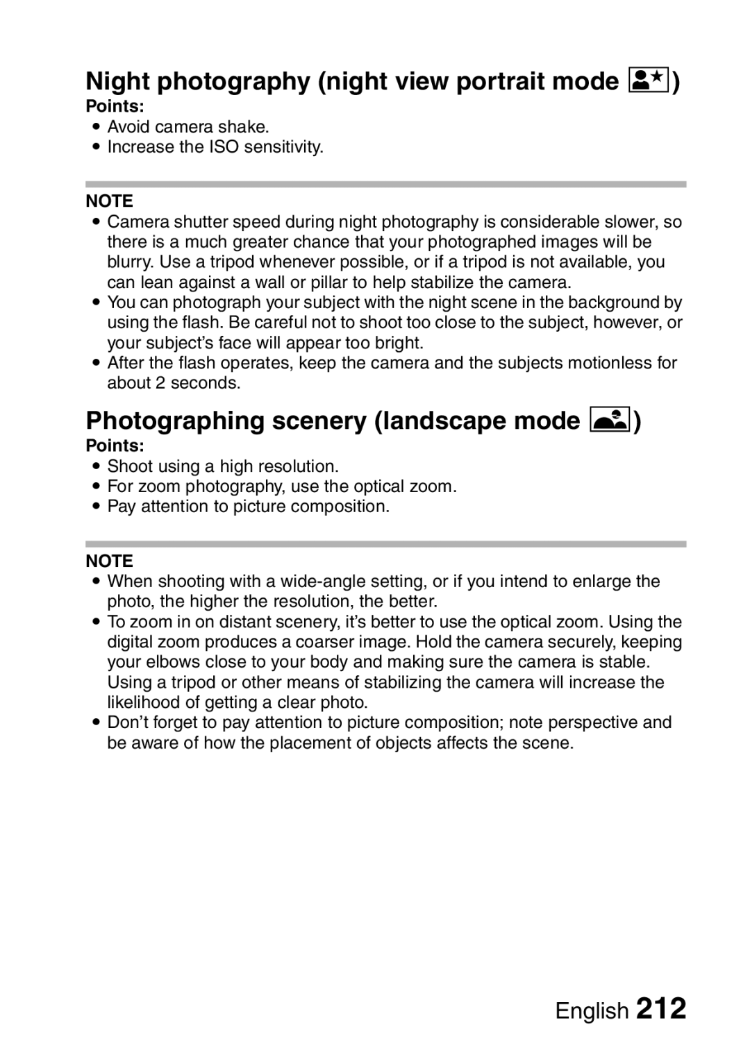 Sanyo VPC-HD2EX, VPC-H2GX Night photography night view portrait mode, Photographing scenery landscape mode + 