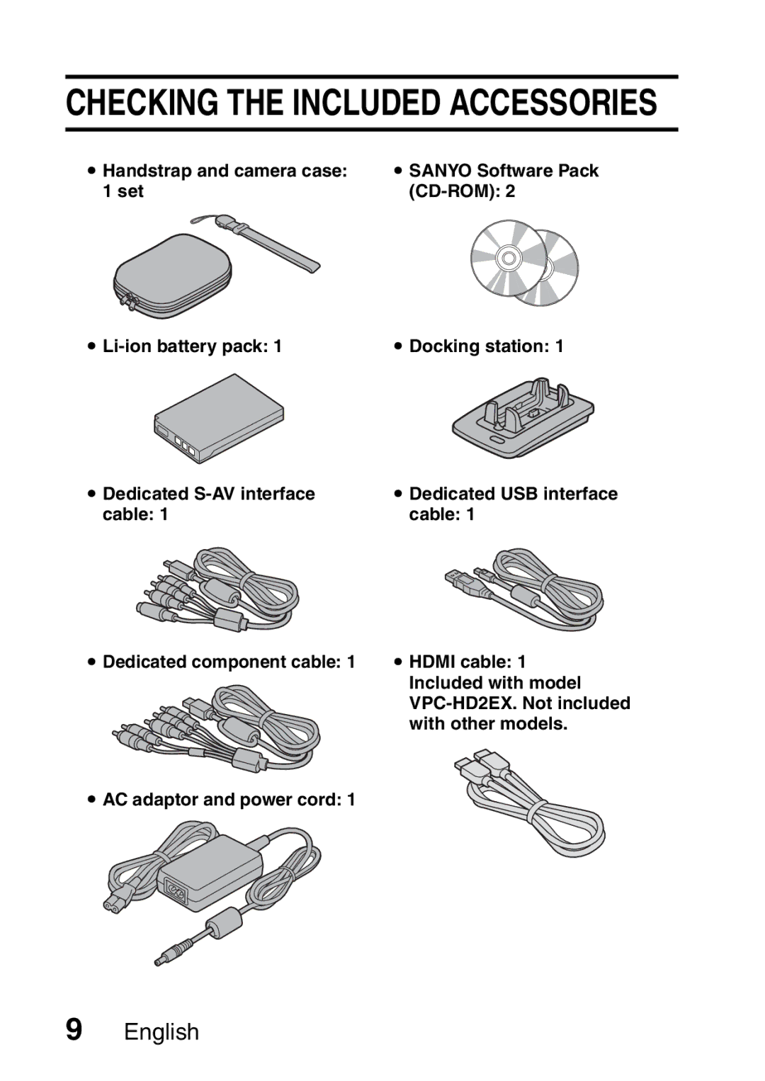 Sanyo VPC-H2GX, VPC-HD2EX instruction manual With other models, AC adaptor and power cord 