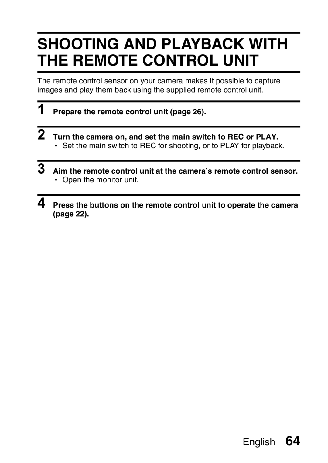 Sanyo VPC-HD2EX, VPC-H2GX instruction manual Shooting and Playback with the Remote Control Unit 