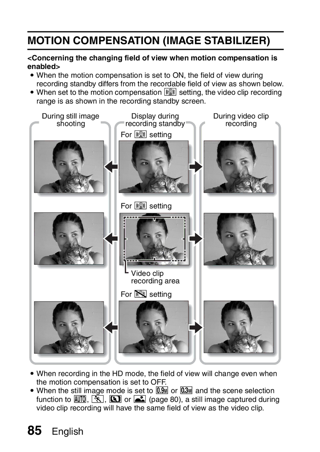 Sanyo VPC-HD2EX, VPC-H2GX instruction manual Motion Compensation Image Stabilizer 