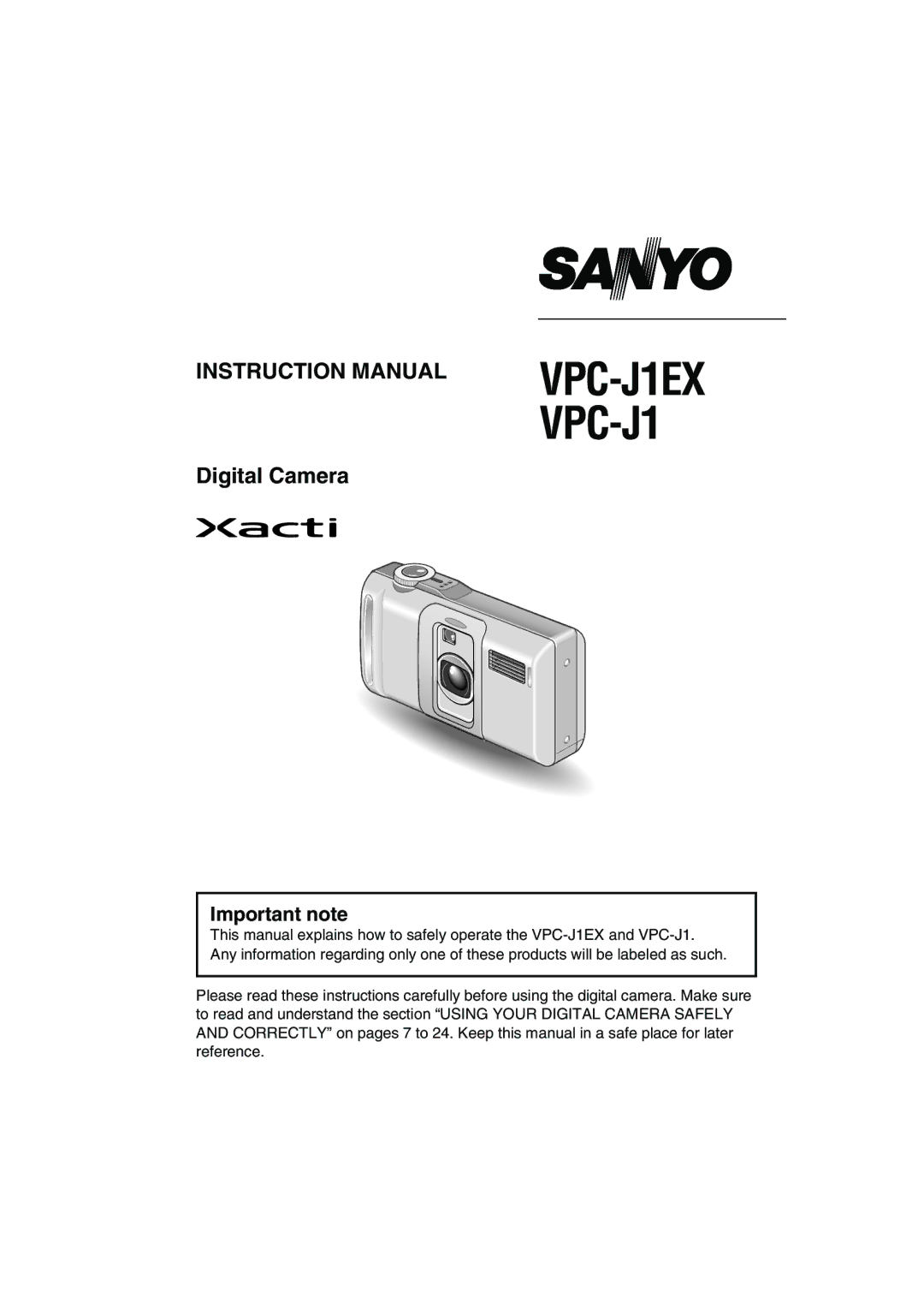 Sanyo instruction manual VPC-J1EX VPC-J1 