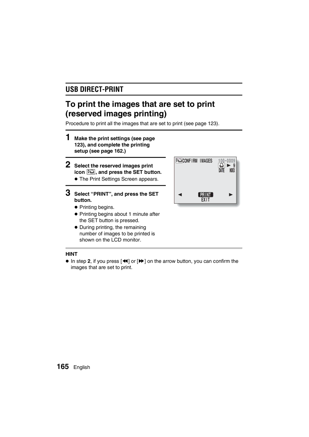 Sanyo VPC-J1EX instruction manual Procedure to print all the images that are set to print see 