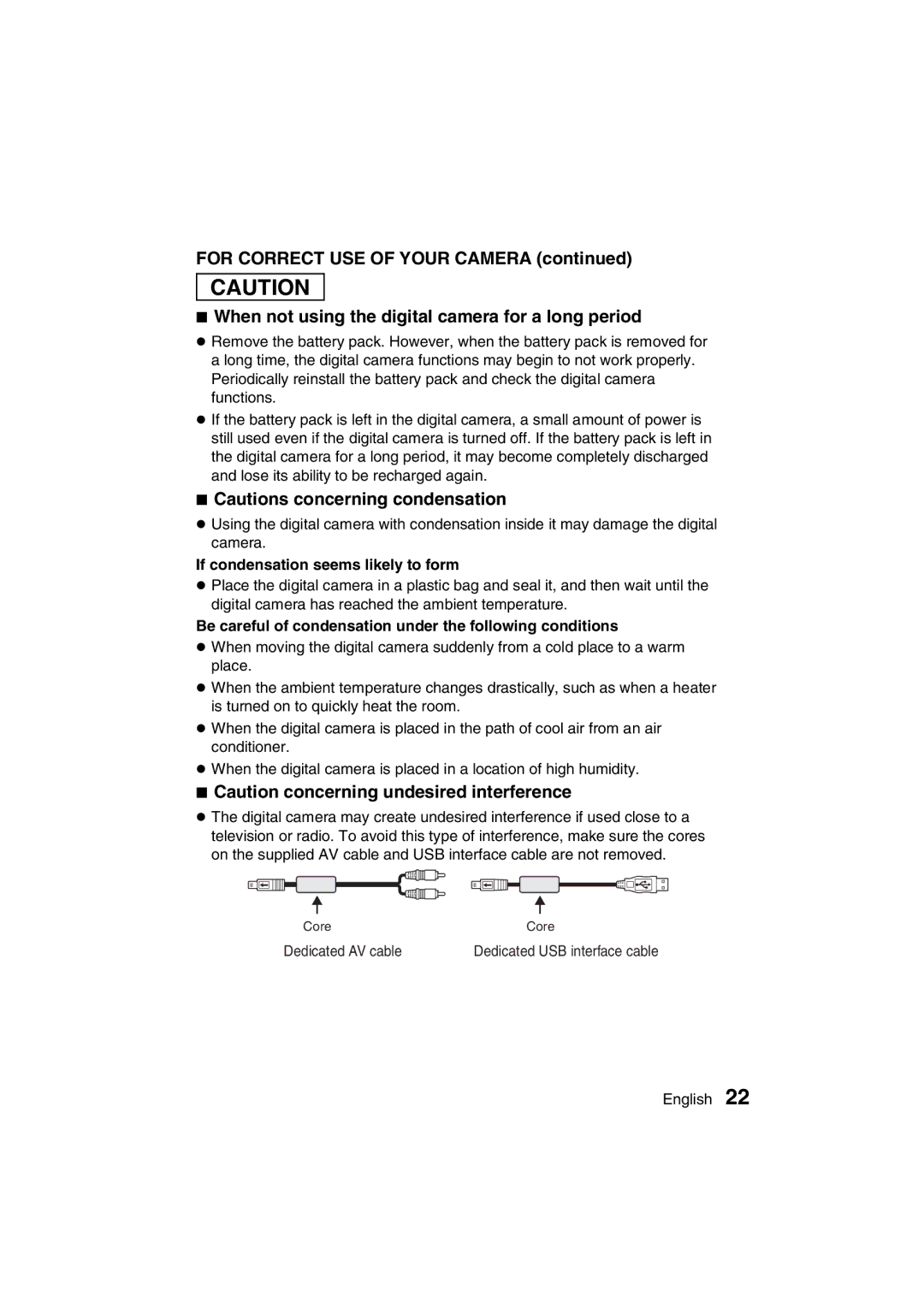 Sanyo VPC-J1EX If condensation seems likely to form, Be careful of condensation under the following conditions 