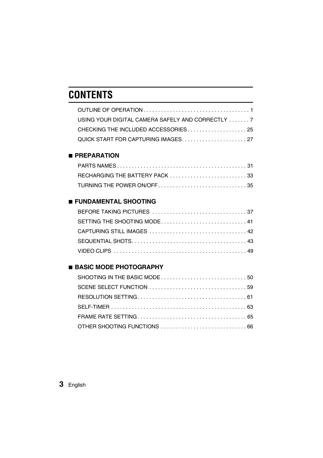 Sanyo VPC-J1EX instruction manual Contents 