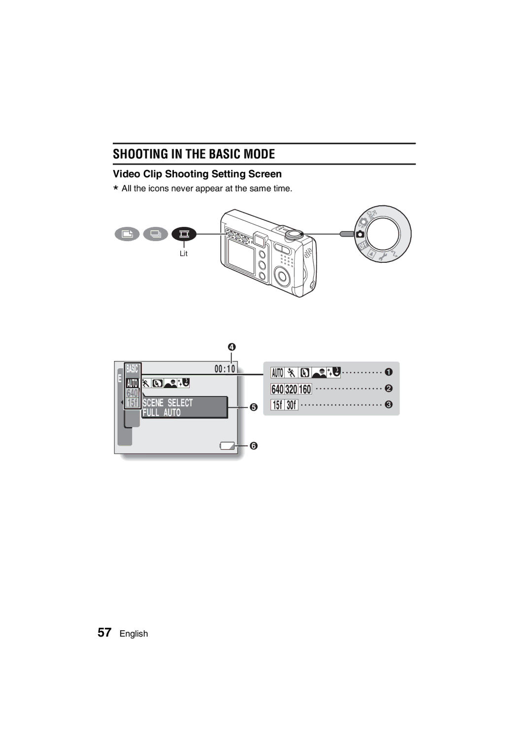 Sanyo VPC-J1EX instruction manual Video Clip Shooting Setting Screen, Full Auto 