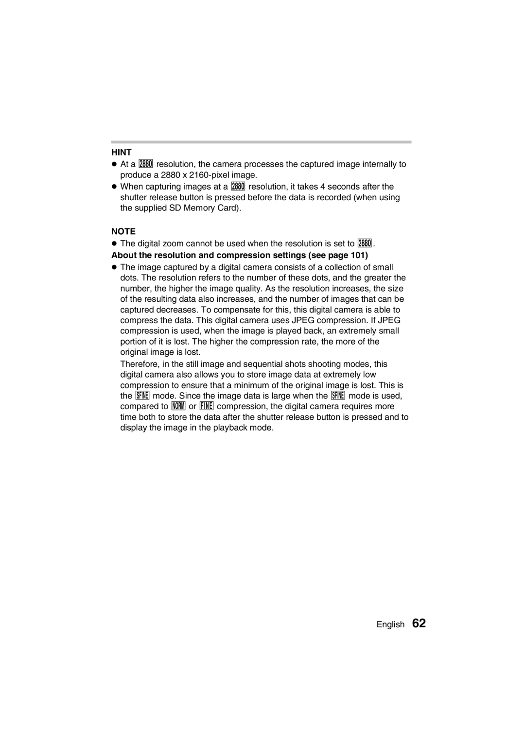 Sanyo VPC-J1EX instruction manual About the resolution and compression settings see 