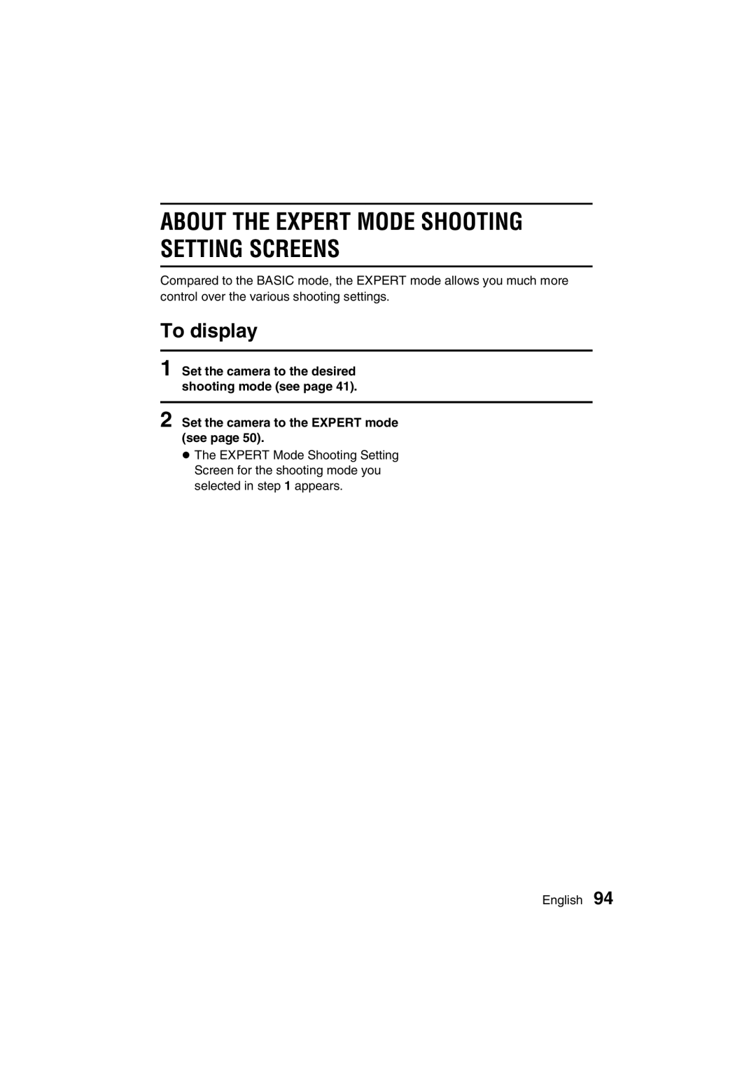 Sanyo VPC-J1EX instruction manual About the Expert Mode Shooting Setting Screens, To display 
