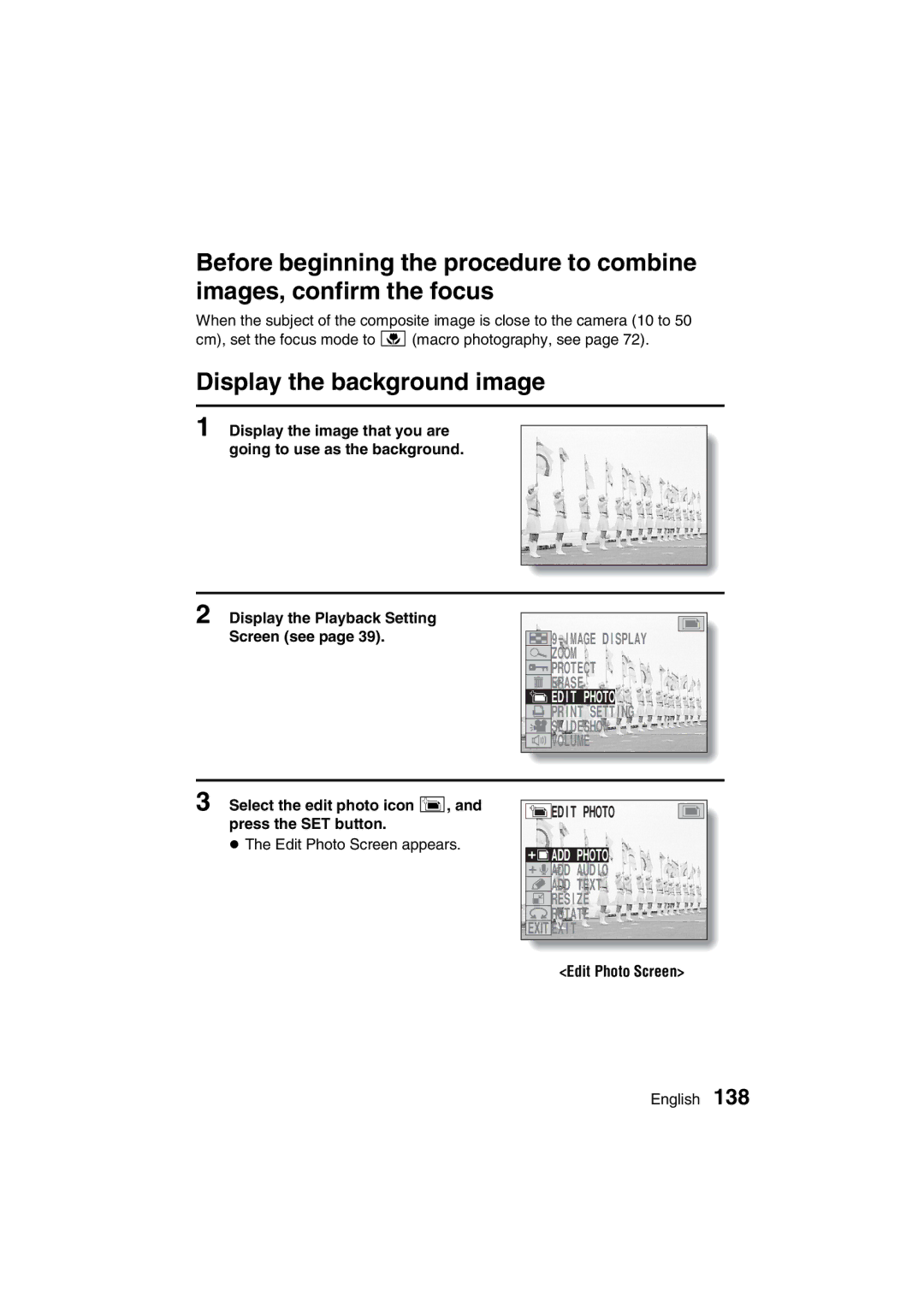 Sanyo VPC-MZ3EX, VPC-MZ3GX instruction manual Display the background image, ADD Photo 