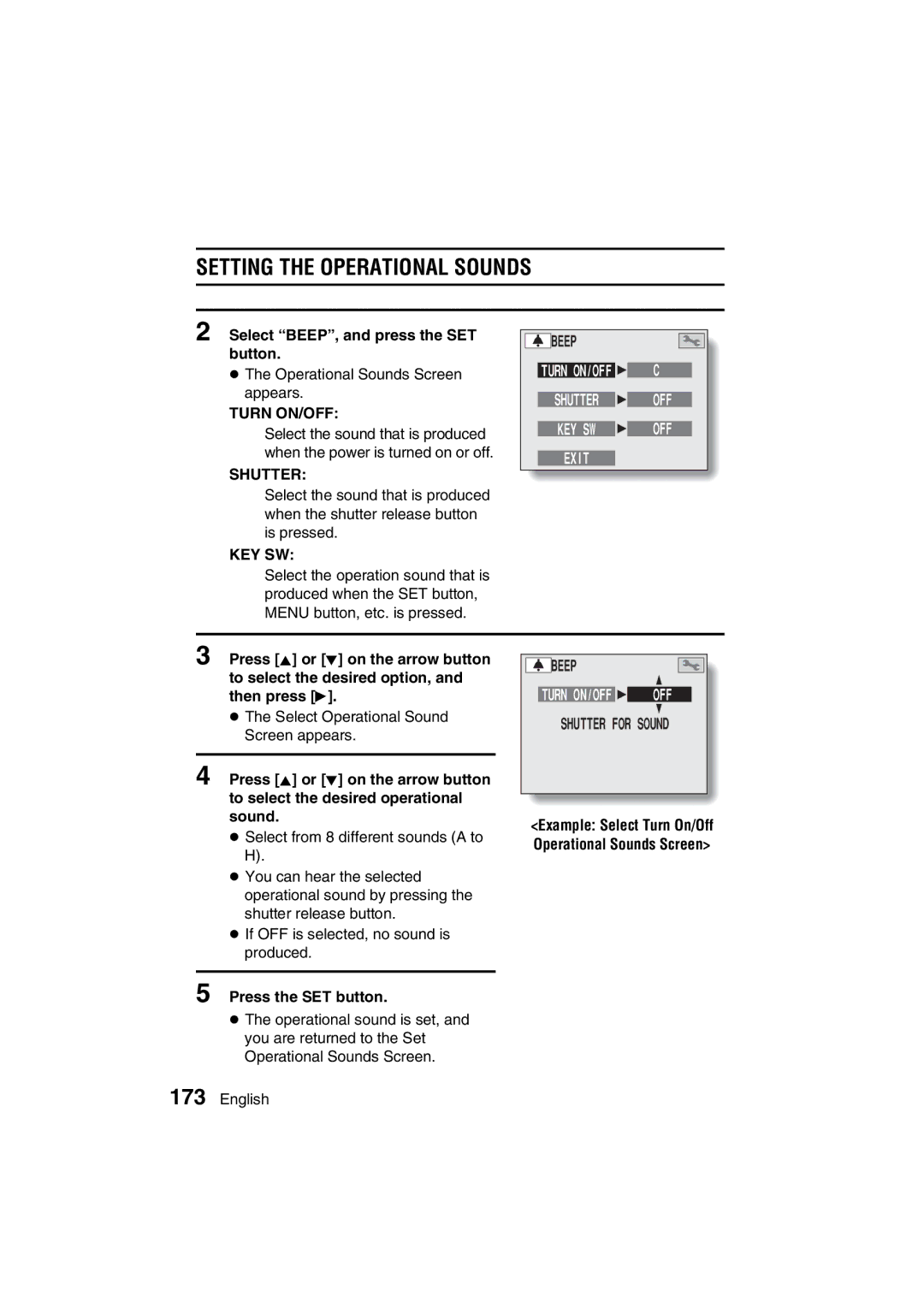 Sanyo VPC-MZ3EX, VPC-MZ3GX instruction manual Setting the Operational Sounds, Select BEEP, and press the SET button 