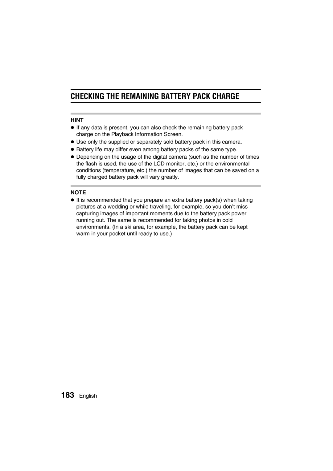 Sanyo VPC-MZ3EX, VPC-MZ3GX instruction manual Checking the Remaining Battery Pack Charge 