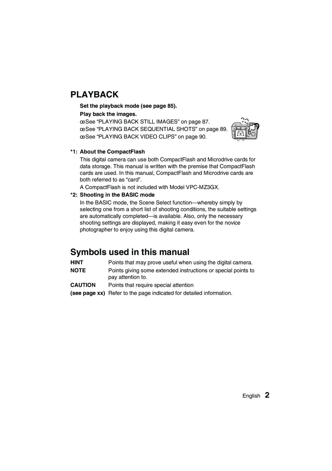 Sanyo VPC-MZ3EX, VPC-MZ3GX instruction manual Symbols used in this manual 