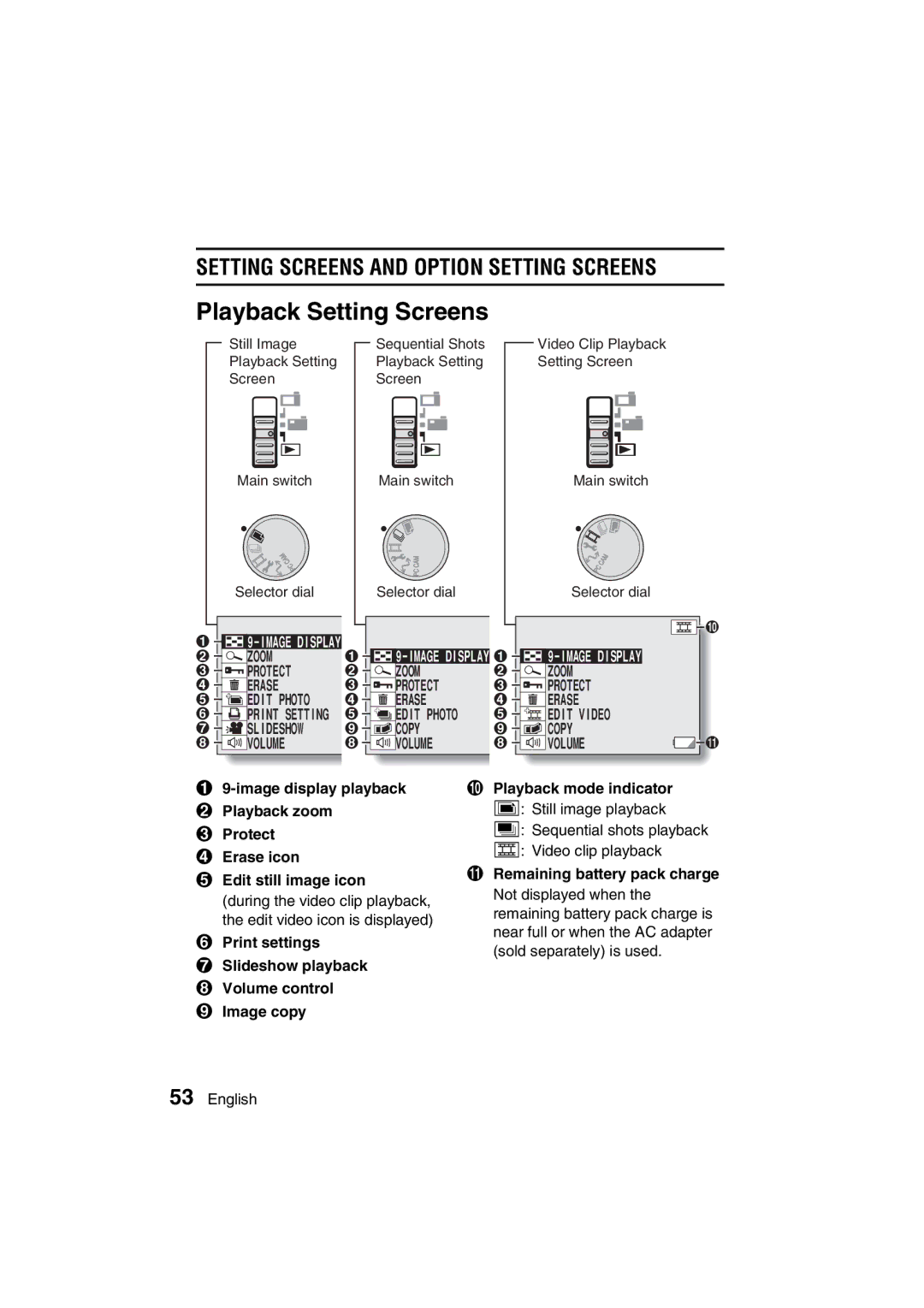 Sanyo VPC-MZ3EX, VPC-MZ3GX instruction manual Playback Setting Screens, Volume 