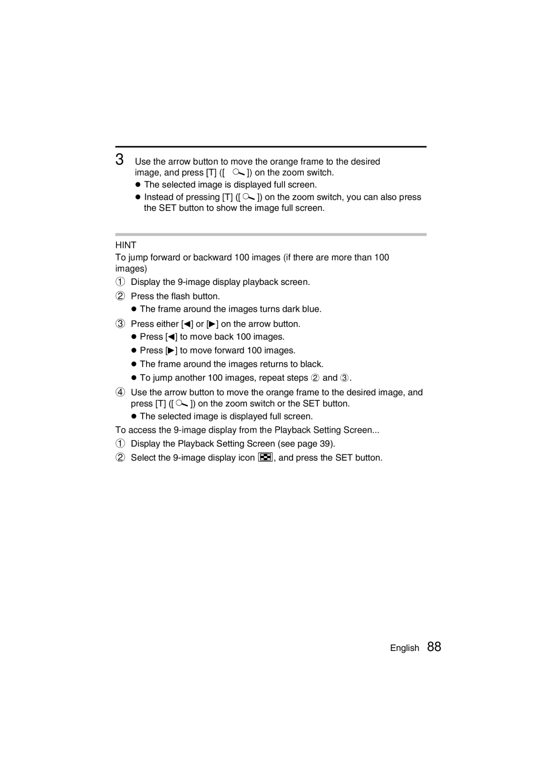 Sanyo VPC-MZ3GX, VPC-MZ3EX instruction manual Hint 