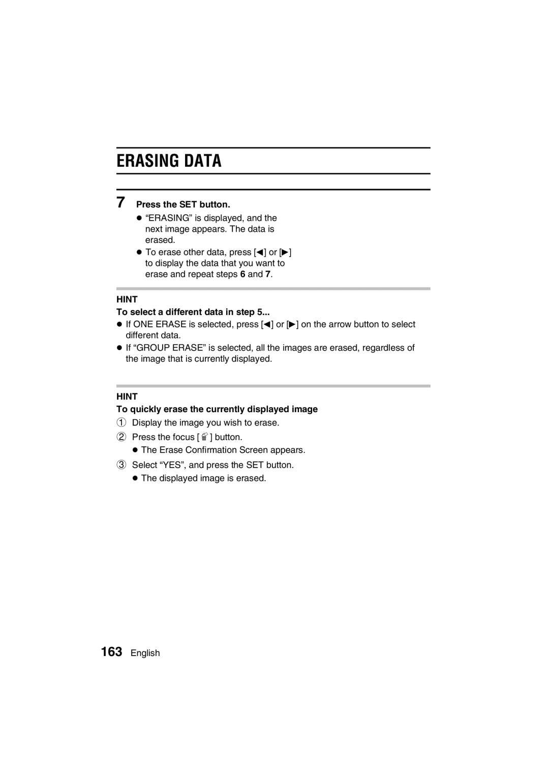 Sanyo VPC-MZ3GX instruction manual To select a different data in step, To quickly erase the currently displayed image 