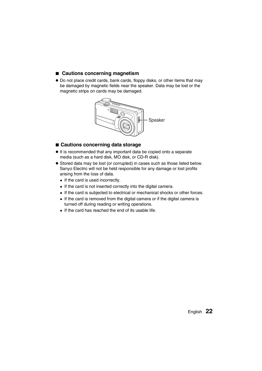 Sanyo VPC-MZ3GX instruction manual Speaker 