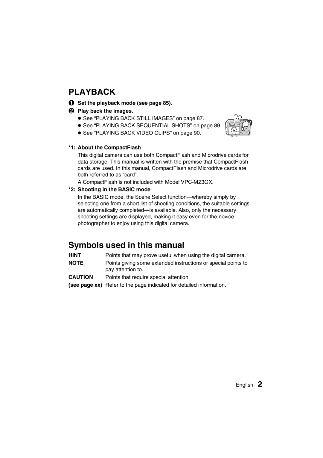 Sanyo VPC-MZ3GX instruction manual Symbols used in this manual 