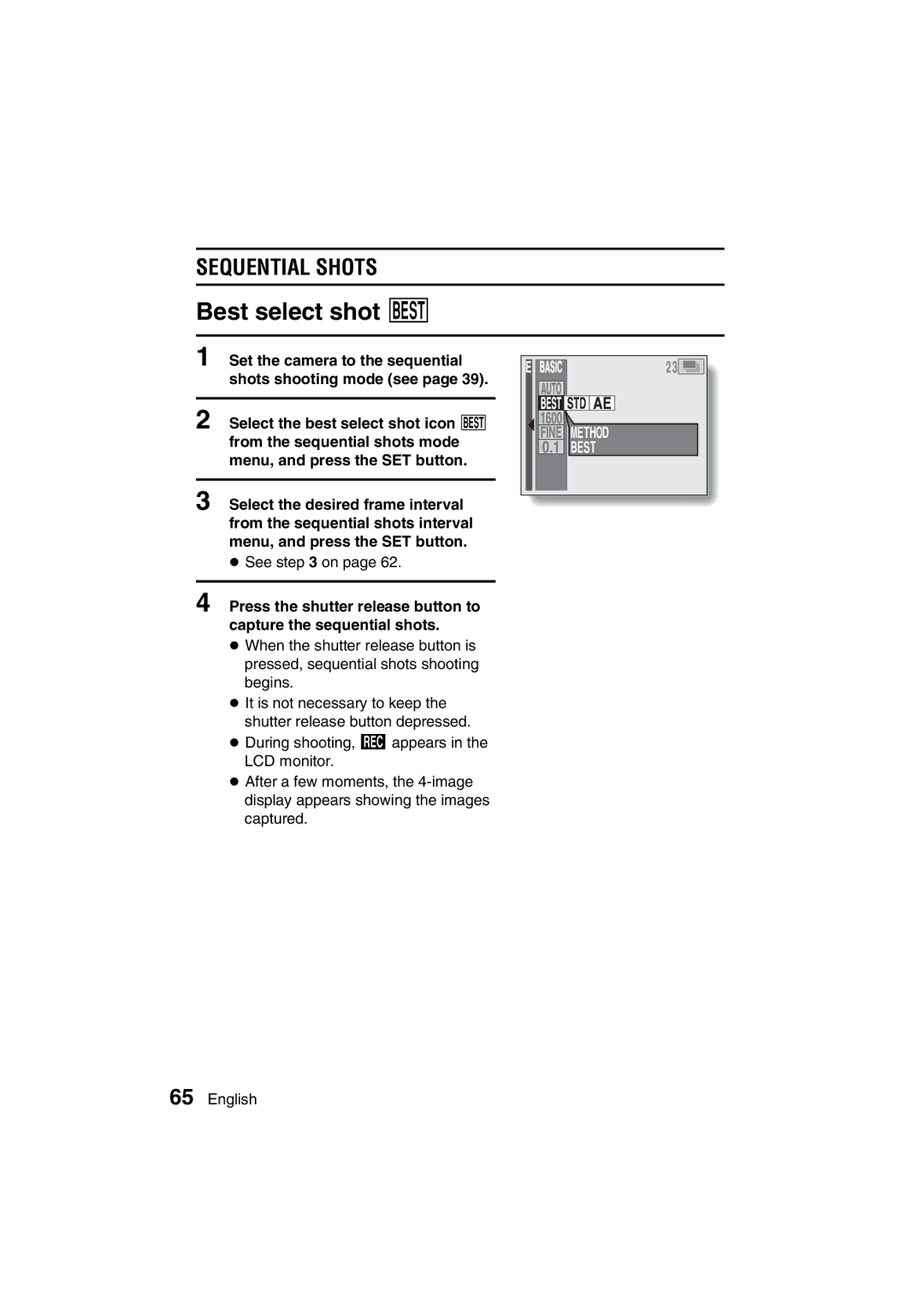 Sanyo VPC-MZ3GX instruction manual Best select shot Ä 