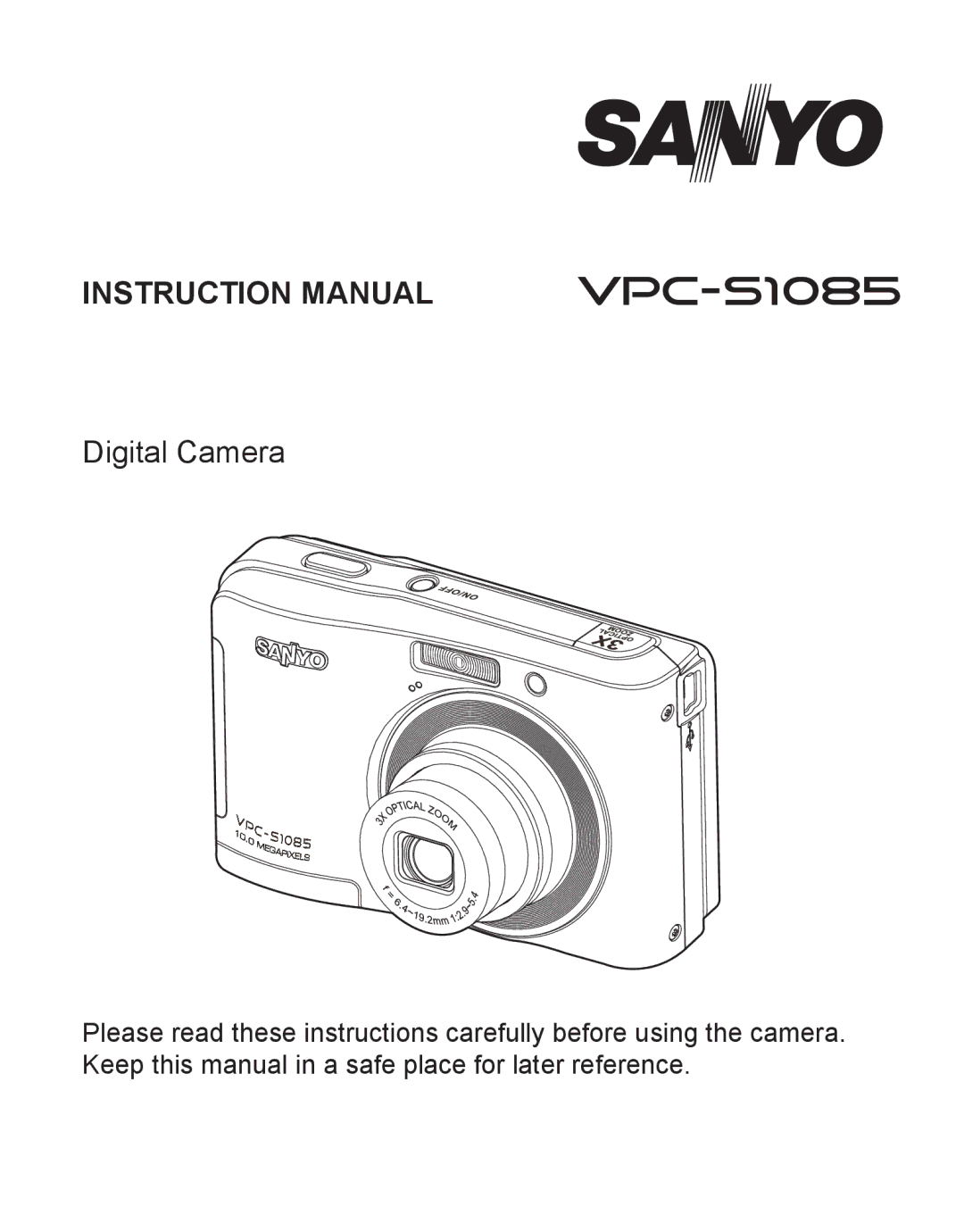 Sanyo VPC-S1085 instruction manual Digital Camera 