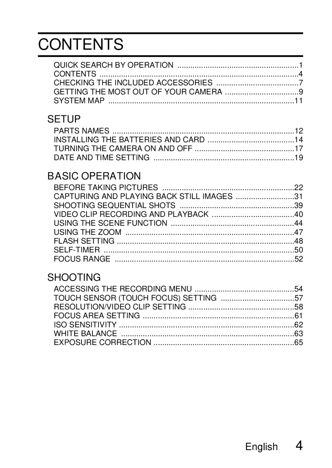 Sanyo VPC-S60 instruction manual Contents 