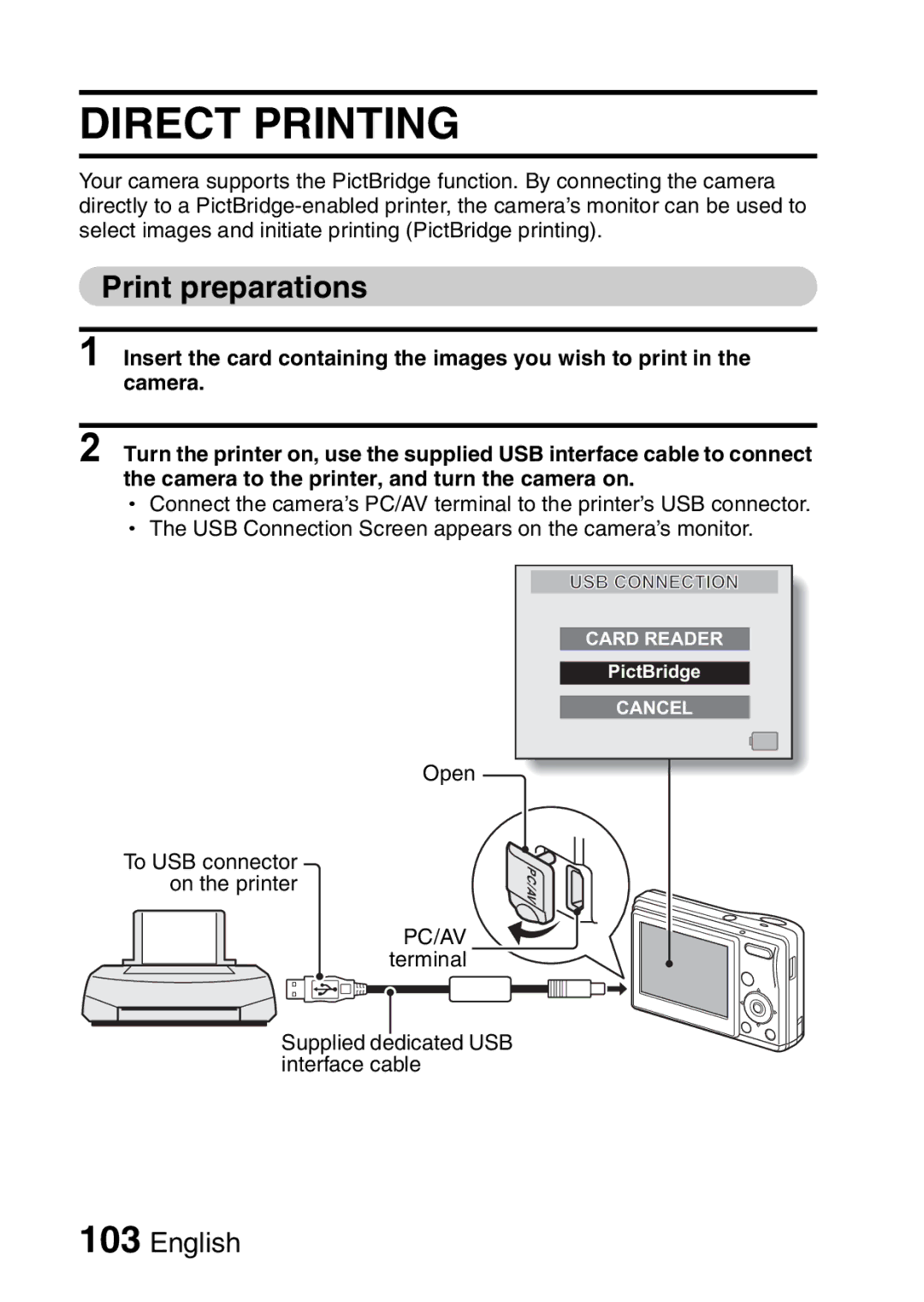 Sanyo VPC-S60 instruction manual Direct Printing, Print preparations 