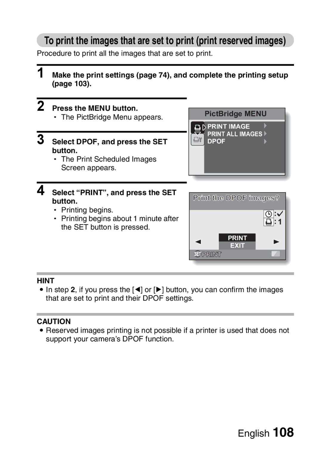 Sanyo VPC-S60 instruction manual Select DPOF, and press the SET 