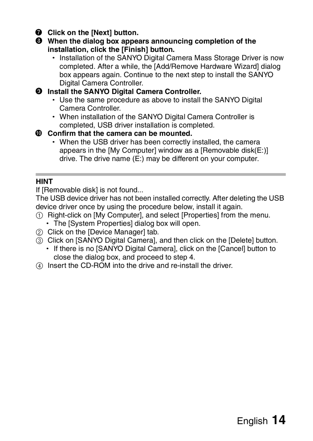 Sanyo VPC-S60 instruction manual Install the Sanyo Digital Camera Controller, Confirm that the camera can be mounted 