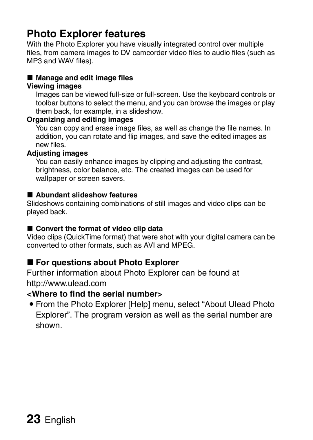 Sanyo VPC-S60 instruction manual Photo Explorer features 