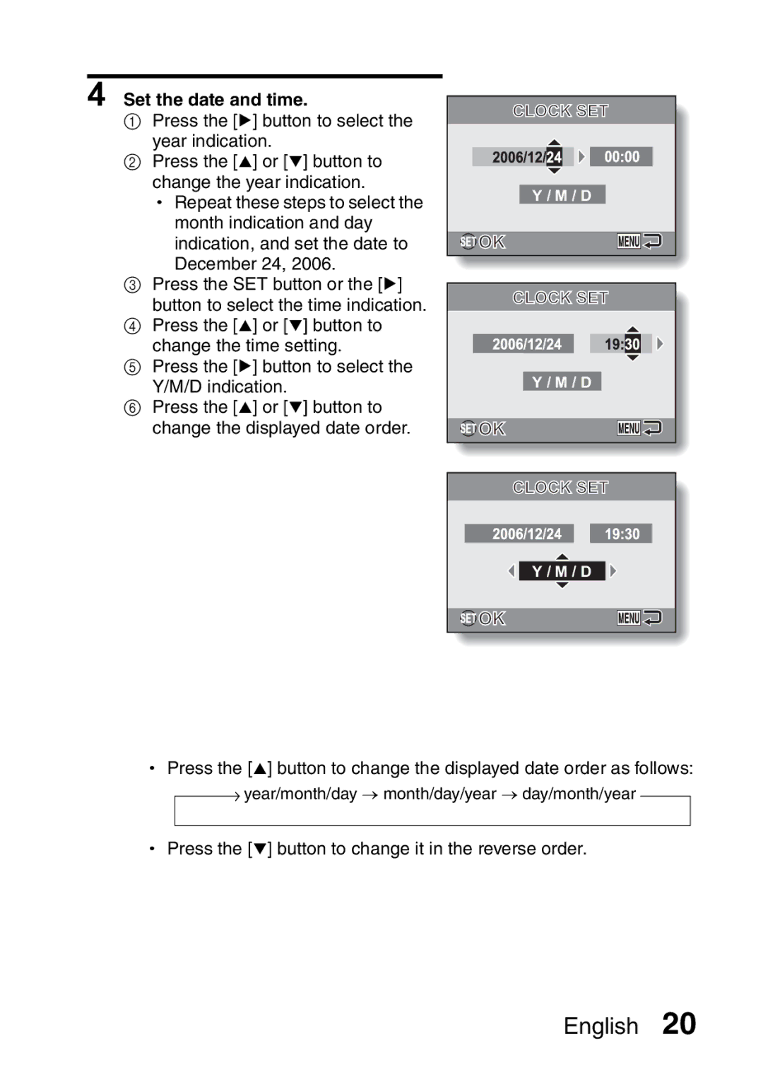 Sanyo VPC-S60 instruction manual Set the date and time 