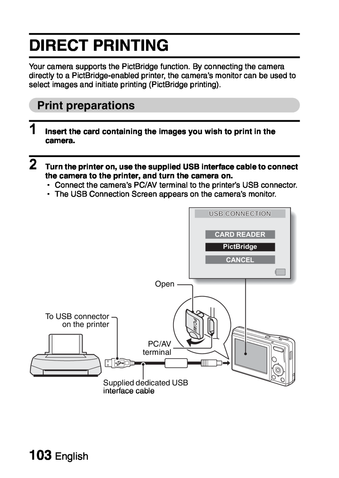 Sanyo VPC-S60 instruction manual Direct Printing, Print preparations, English 