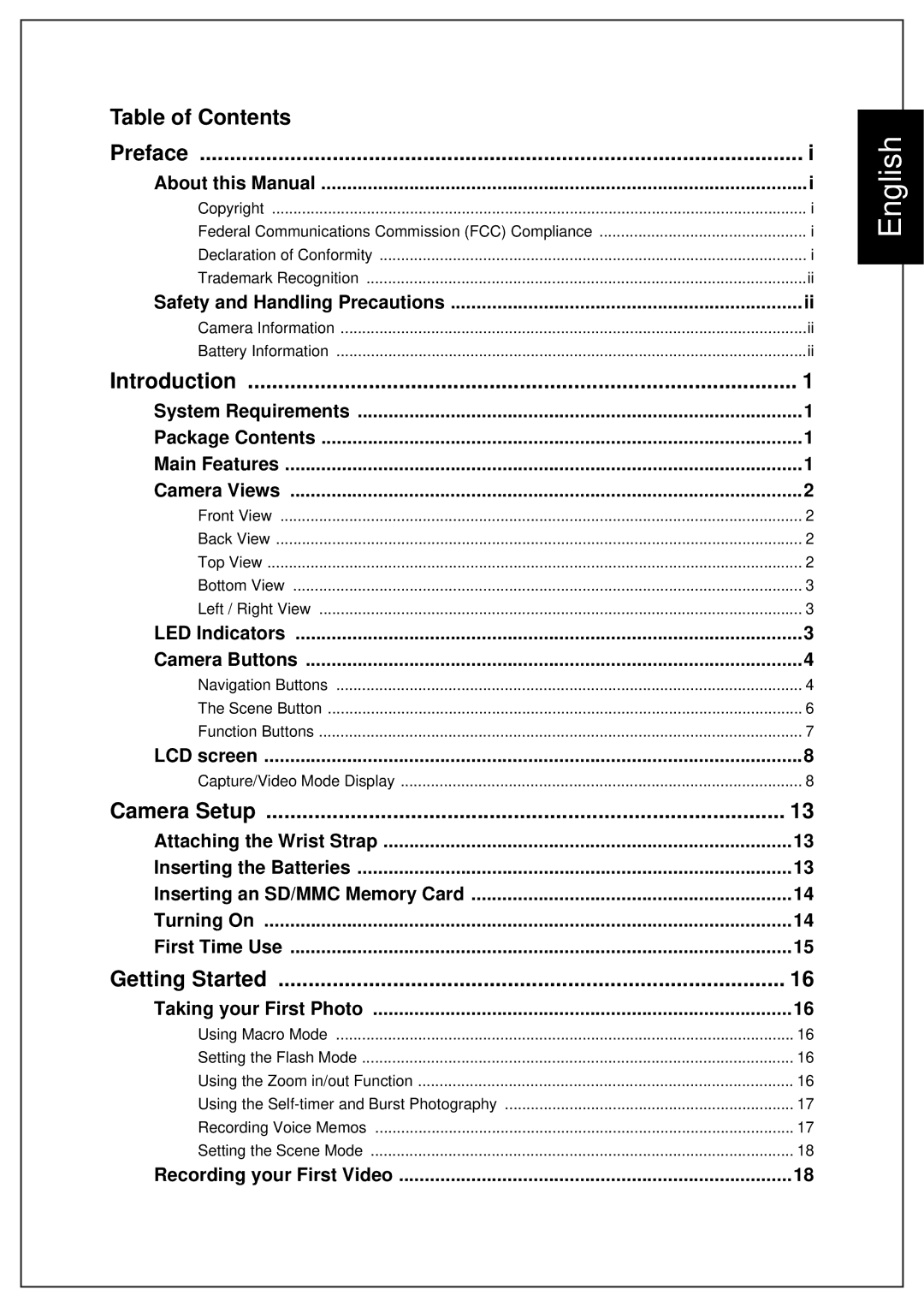 Sanyo VPC-S750 user manual Table of Contents Preface 