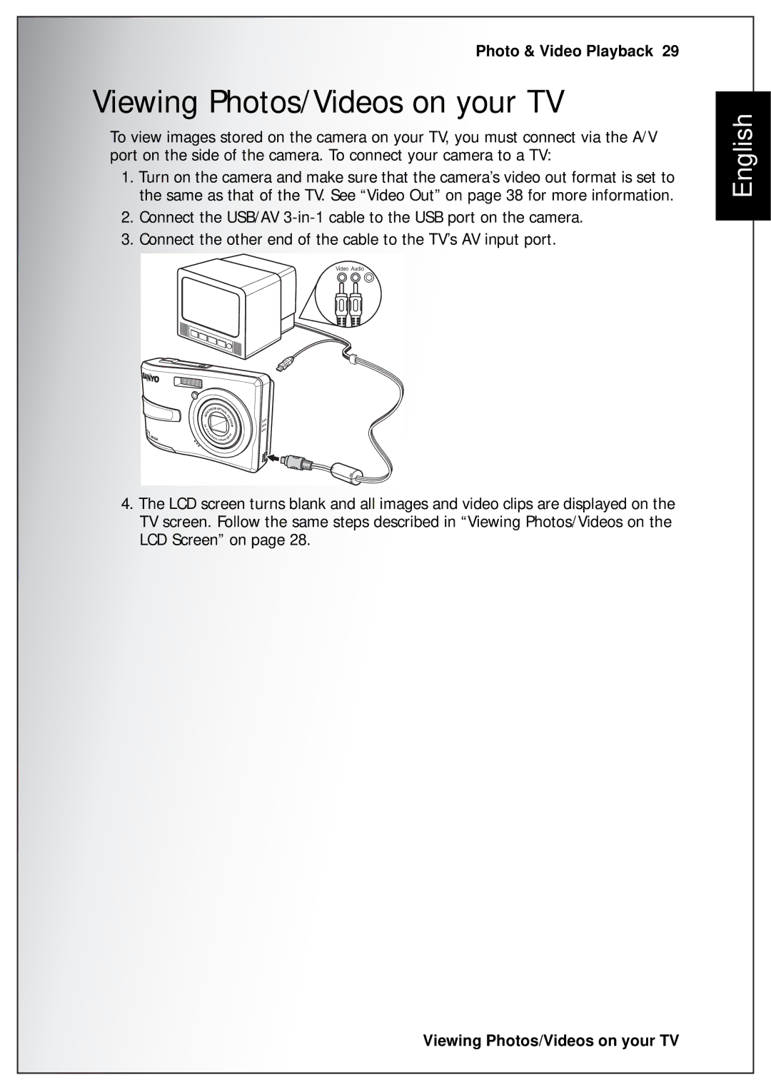 Sanyo VPC-S750 user manual Viewing Photos/Videos on your TV 