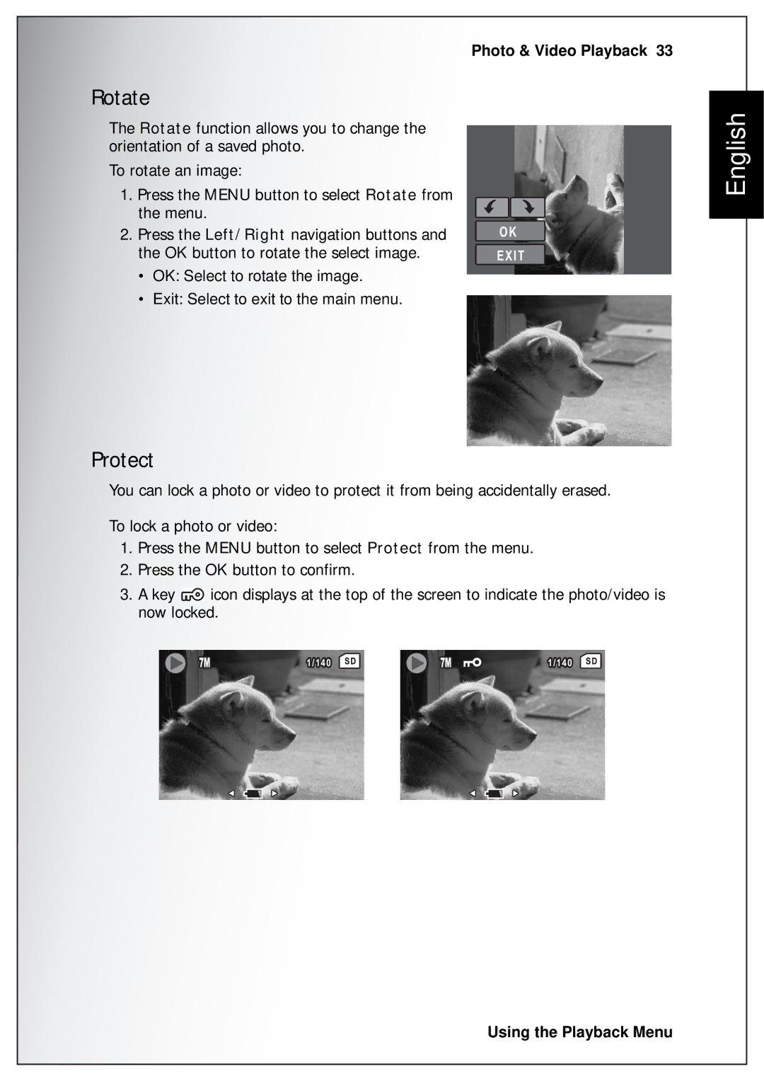 Sanyo VPC-S750 user manual Rotate, Protect 