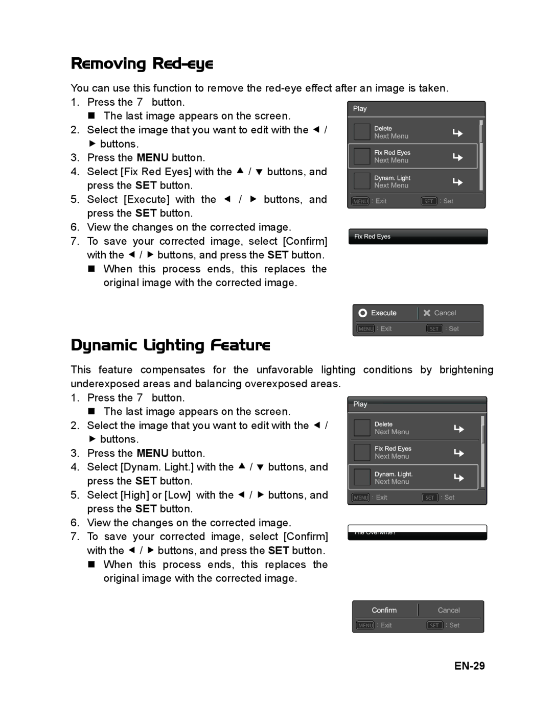 Sanyo VPC-T1496 manual Removing Red-eye, EN-29 