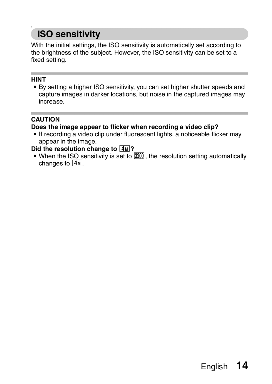 Sanyo VPC-X1200GX, VPC-X1200EX instruction manual ISO sensitivity, Did the resolution change to F? 