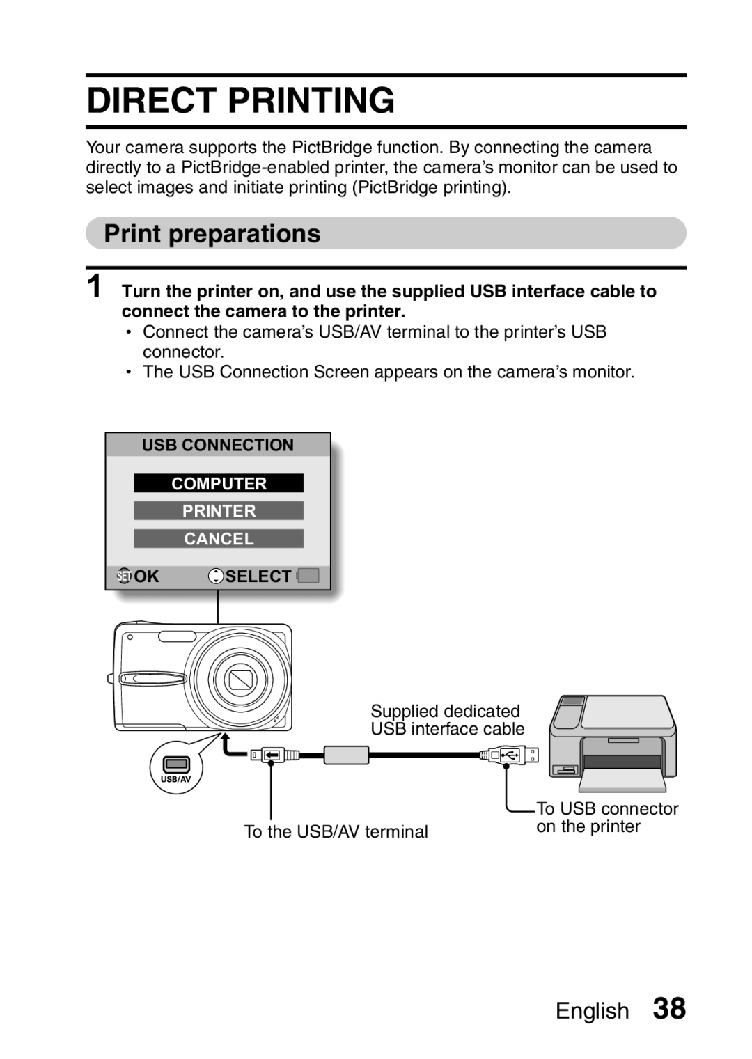 Sanyo VPC-X1200GX, VPC-X1200EX instruction manual Direct Printing, Print preparations 