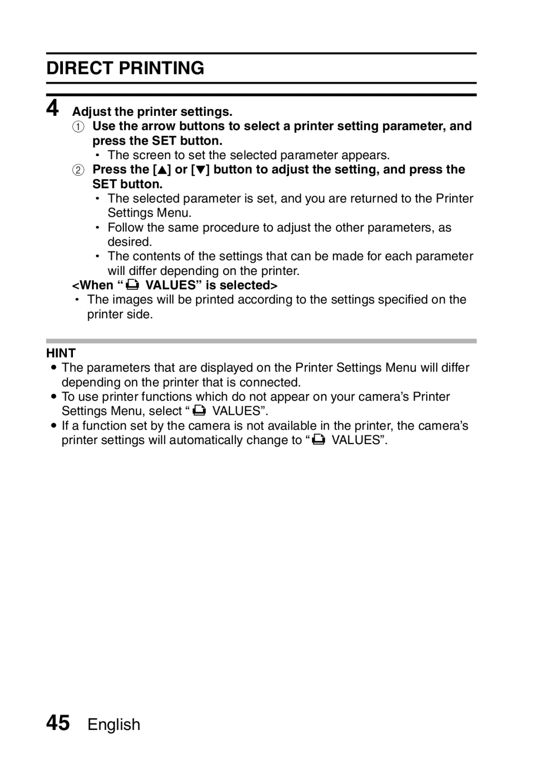 Sanyo VPC-X1200EX, VPC-X1200GX instruction manual Screen to set the selected parameter appears 