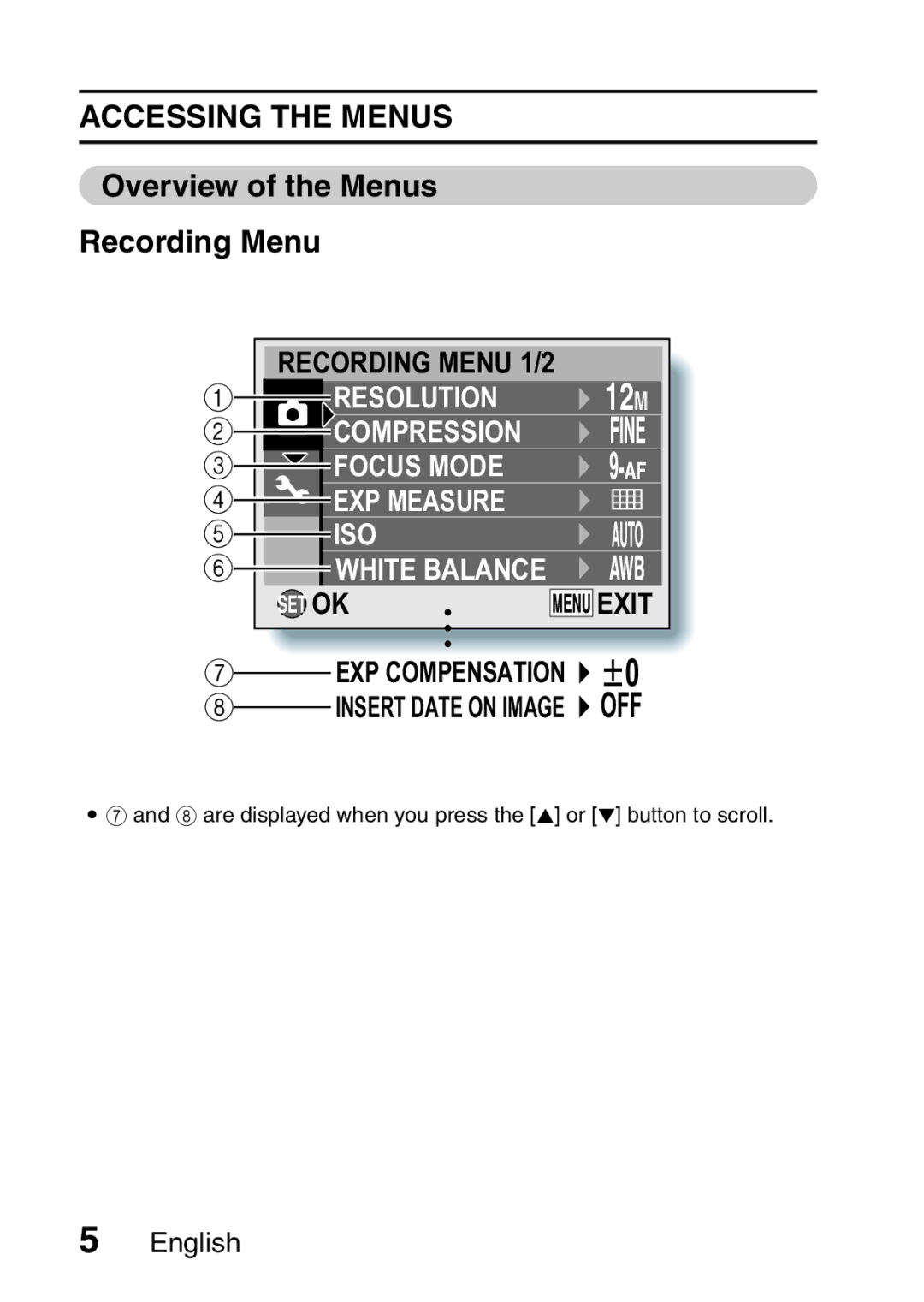 Sanyo VPC-X1200GX, VPC-X1200EX instruction manual Accessing the Menus, Overview of the Menus Recording Menu 