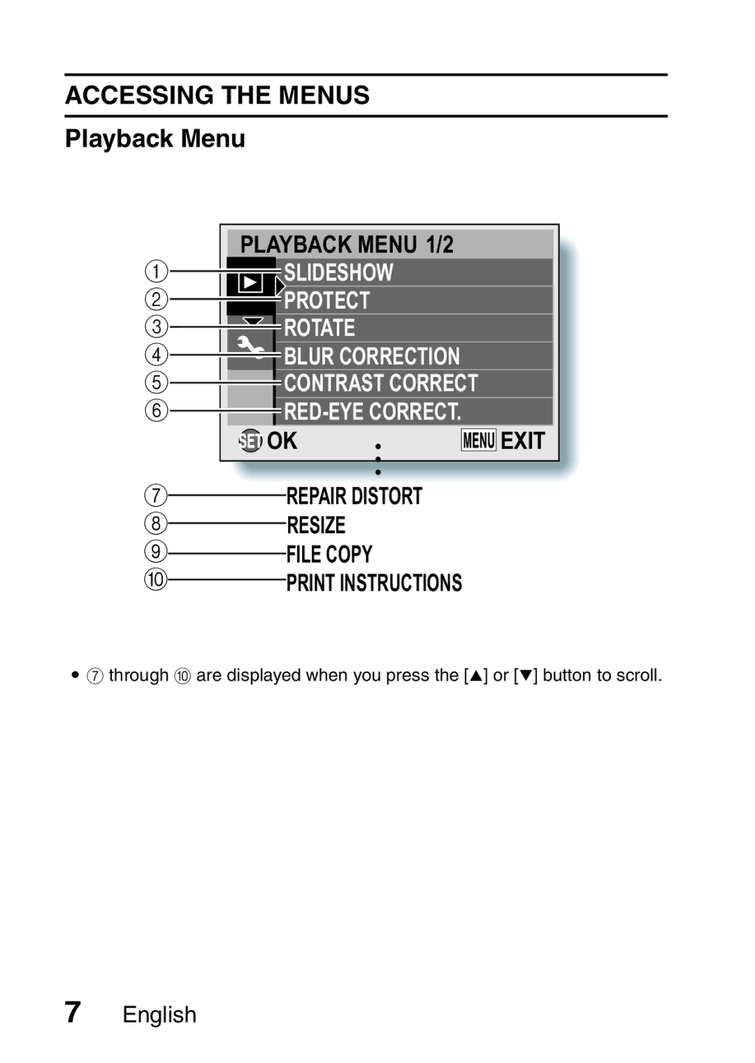 Sanyo VPC-X1200GX, VPC-X1200EX instruction manual Playback Menu, Slideshow Protect Rotate 