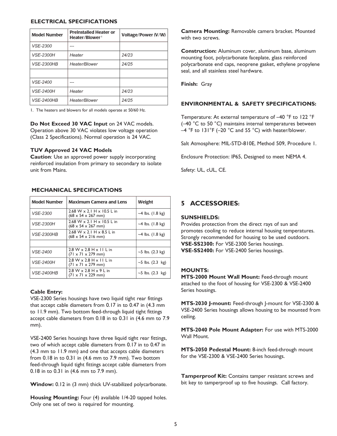 Sanyo VSE-2300, VSE-2400 instruction manual Accessories 