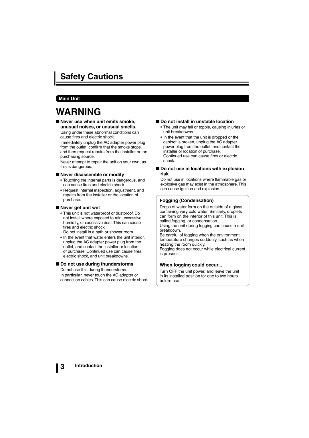 Sanyo VSP-3000 instruction manual Safety Cautions 