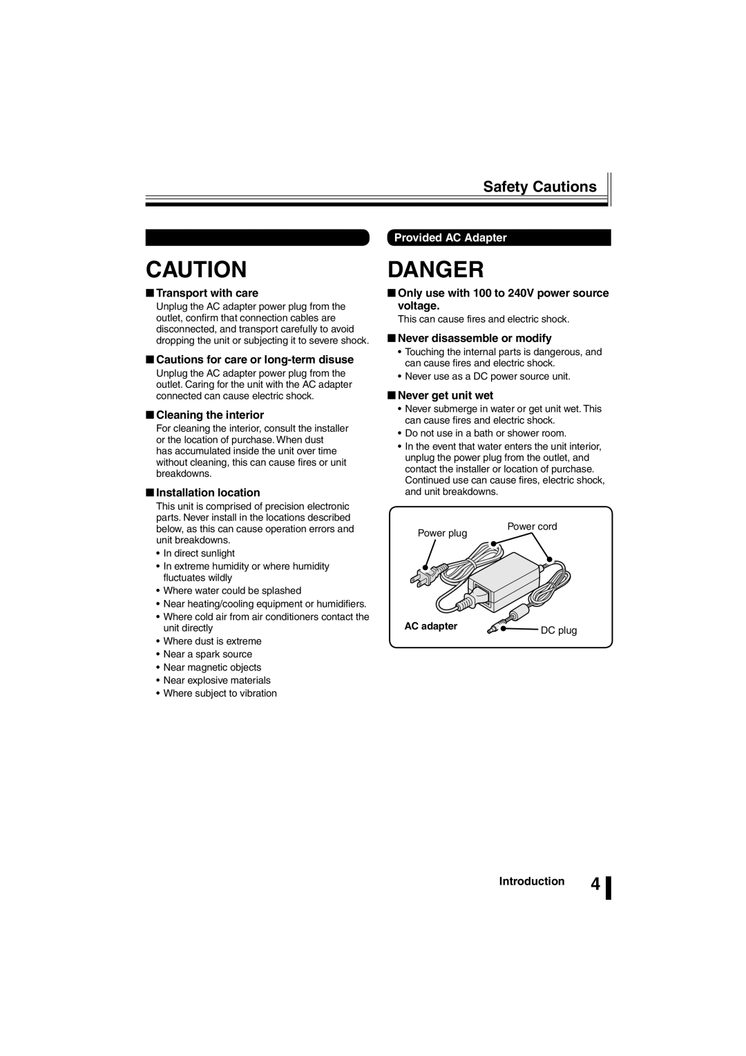 Sanyo VSP-3000 instruction manual Safety Cautions, Transport with care, Cleaning the interior, Installation location 