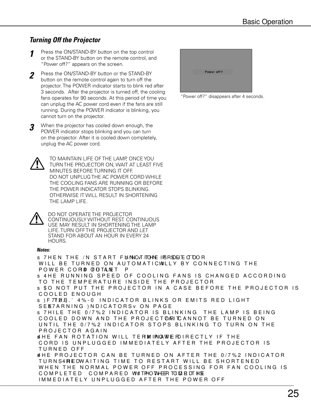 Sanyo WTC500AL owner manual Turning Off the Projector 