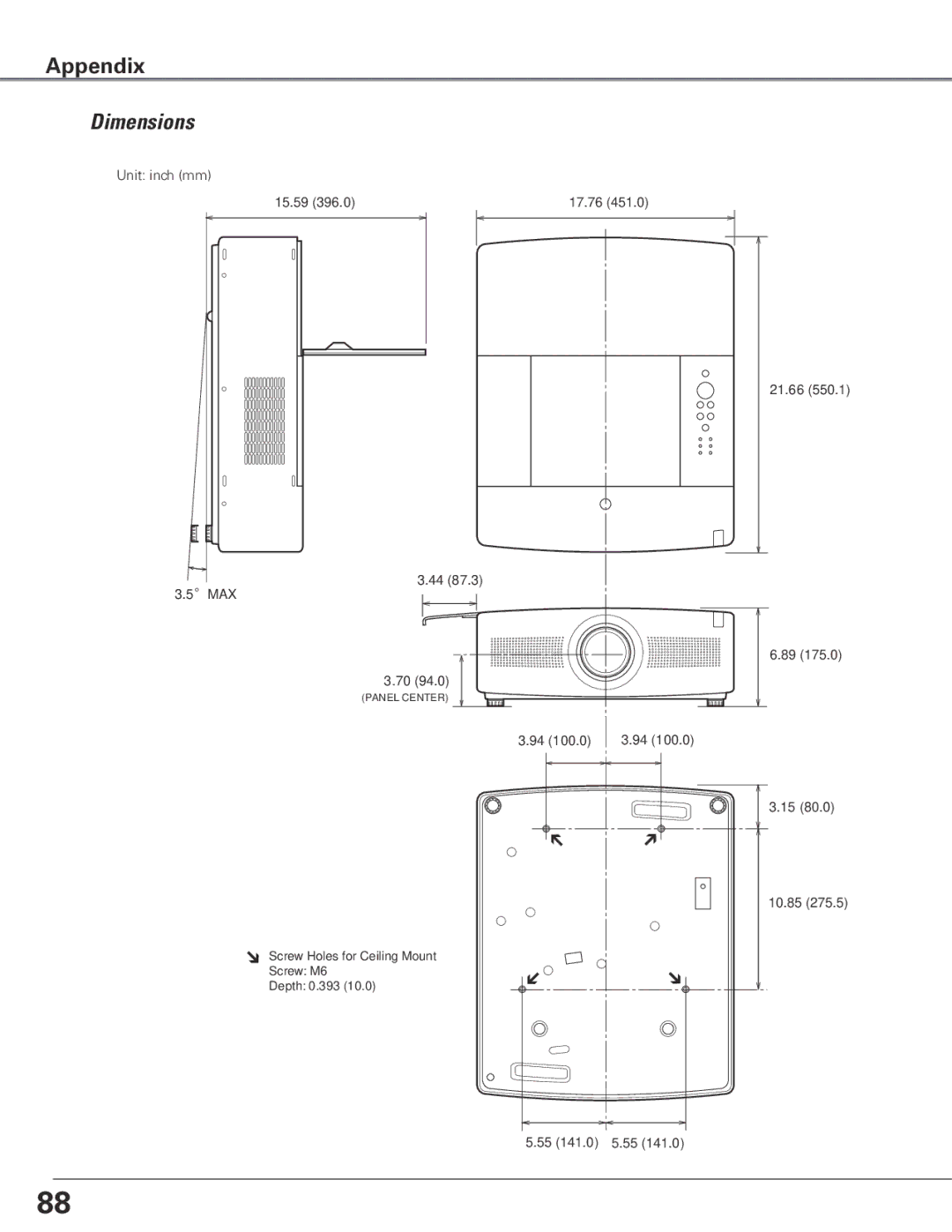 Sanyo WTC500AL owner manual Dimensions 