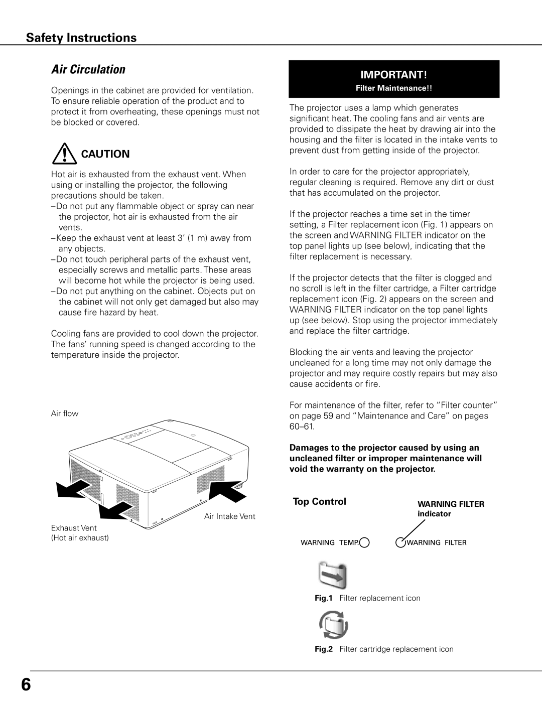 Sanyo WTC500L owner manual Safety Instructions, Air Circulation 