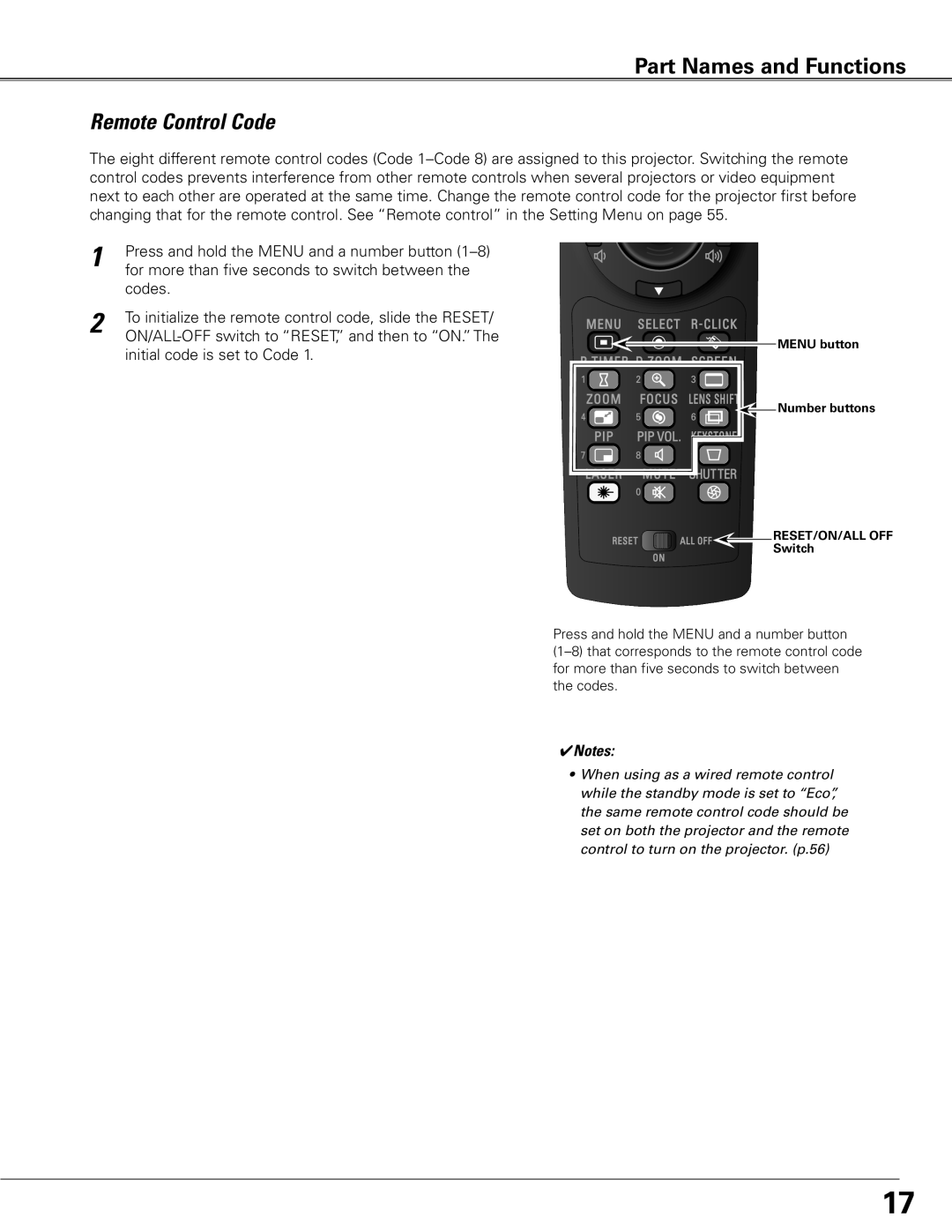 Sanyo WTC500L owner manual Remote Control Code 